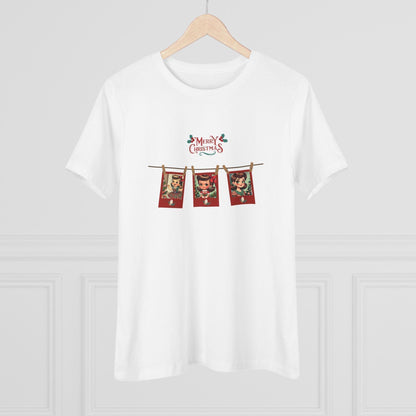 Merry Christmas - Photo Banner - Brunette Girls - Women's Softstyle Tee - Whippie's