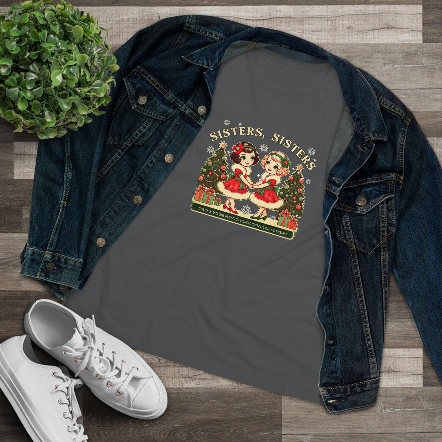 Sisters, Sisters (Blonde & Brunette Sisters) There Were Never Such Devoted Sisters! 👭🏻‍🤝‍👭🏼🎄 - Women's Softstyle Tee - Whippie's