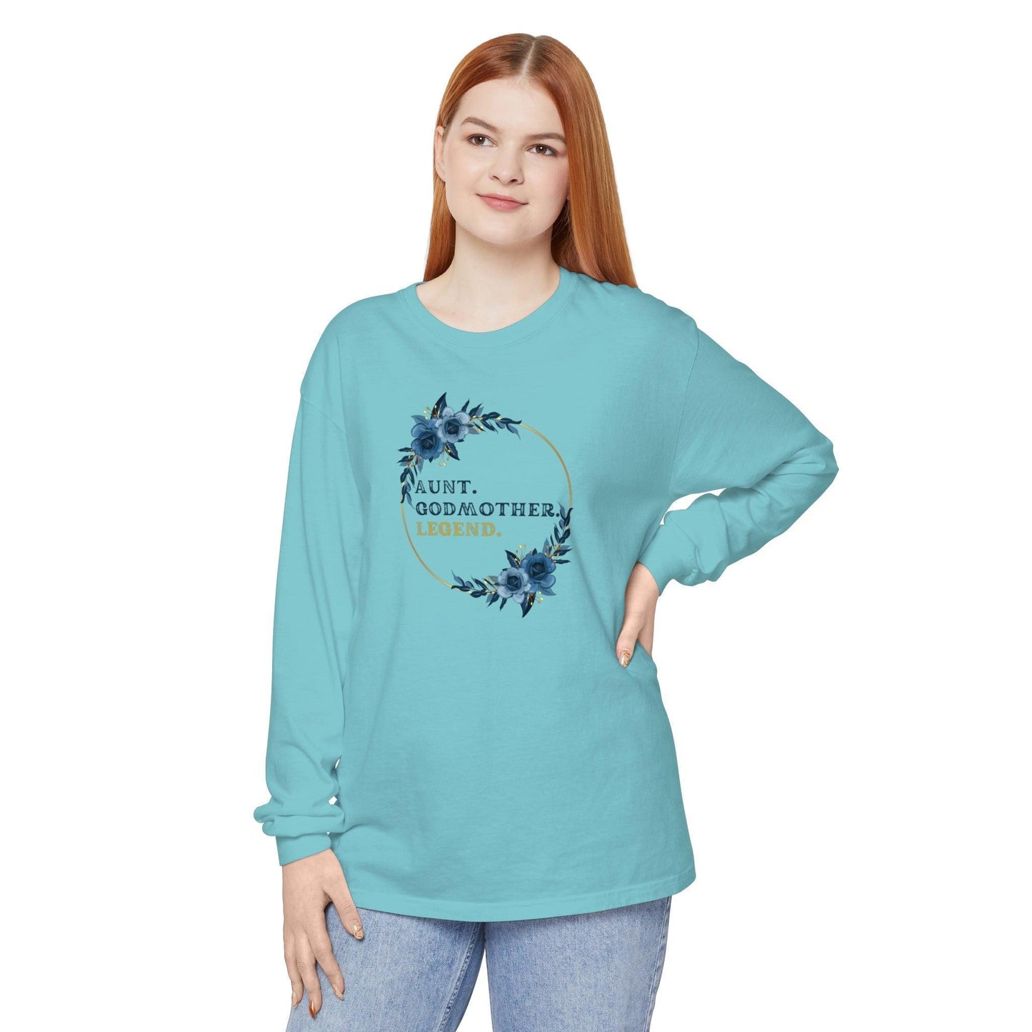 💐 Aunt. Godmother. Legend. Unisex Garment-Dyed Long Sleeve T-Shirt 👑 - Whippie's