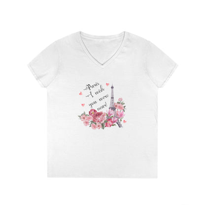 Paris, I Wish You Were Near! Women's V-neck Tee - Whippie's