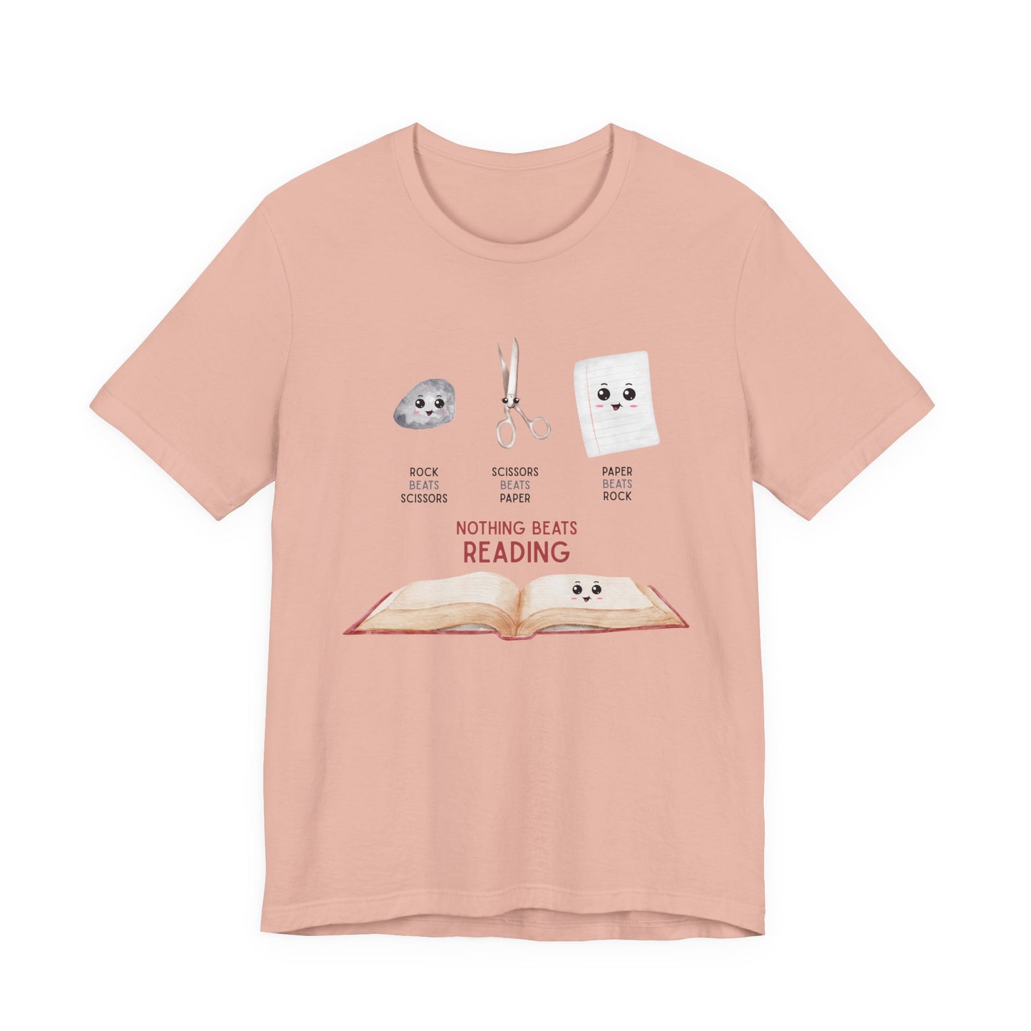 Nothing Beats Reading: Rock, Paper, Book Unisex Tee