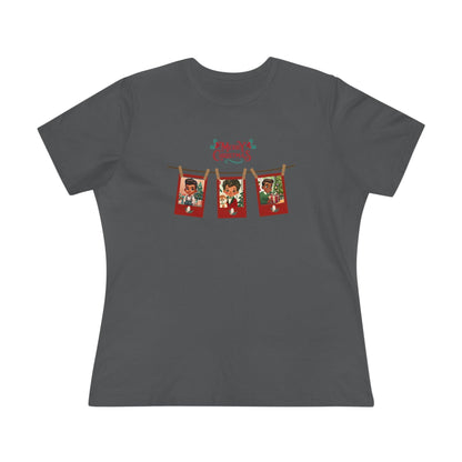 Merry Christmas - Photo Banner - Darker Skin Tone - Women's Softstyle Tee - Whippie's