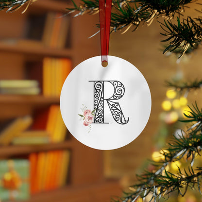 Floral Letters: Letter R - Metal Christmas Ornament - Whippie's