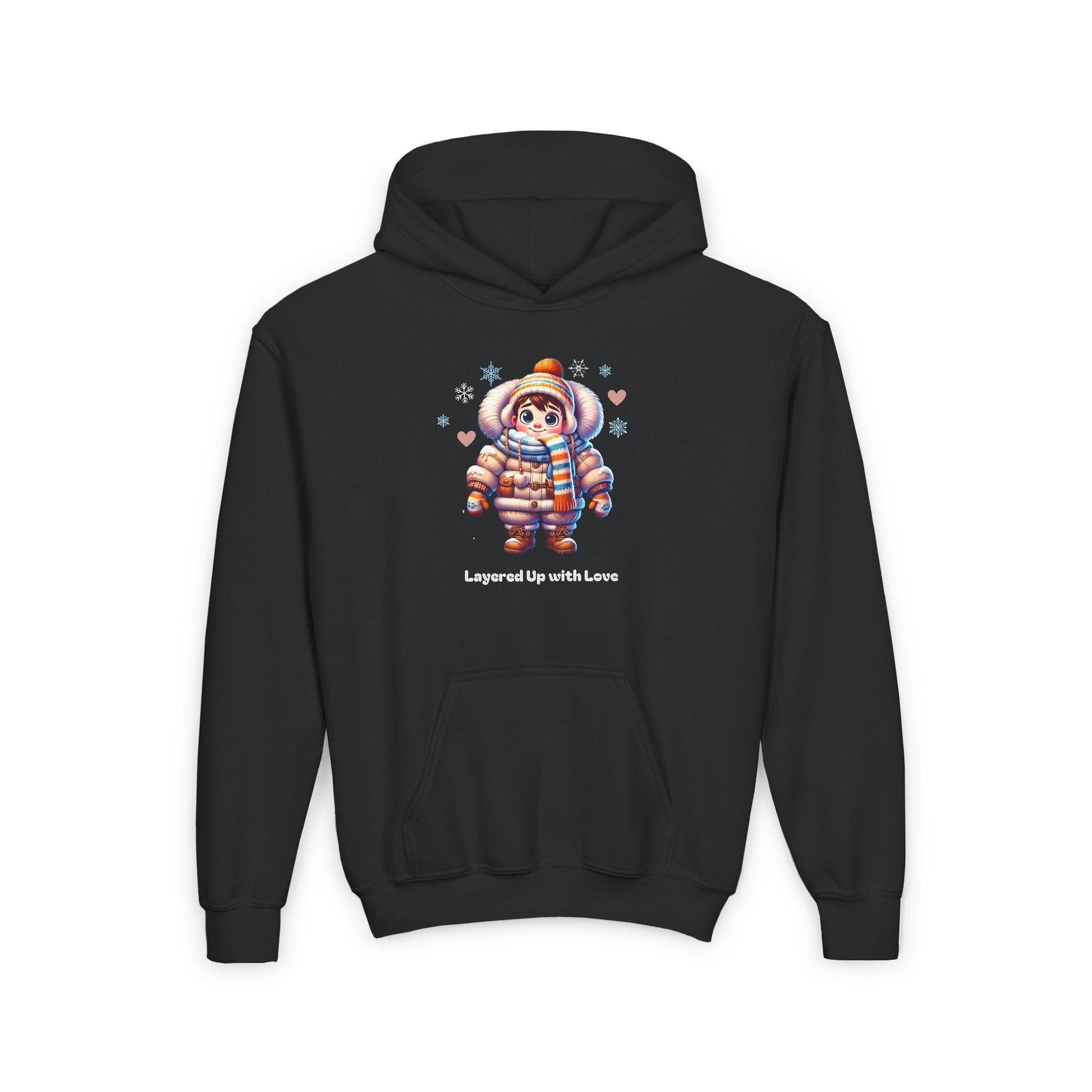 Layered Up with Love (Boy) - Cozy Comfort for Kids! ❄️💙 Youth Heavy Blend Hooded Sweatshirt - Whippie's