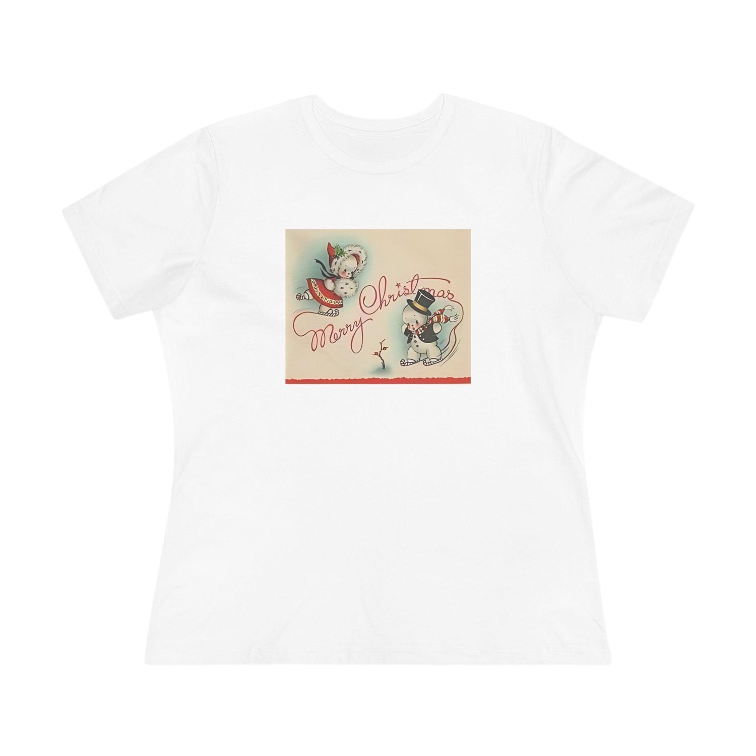 Merry Christmas Skating Snow Couple - Women's Tee - Whippie's