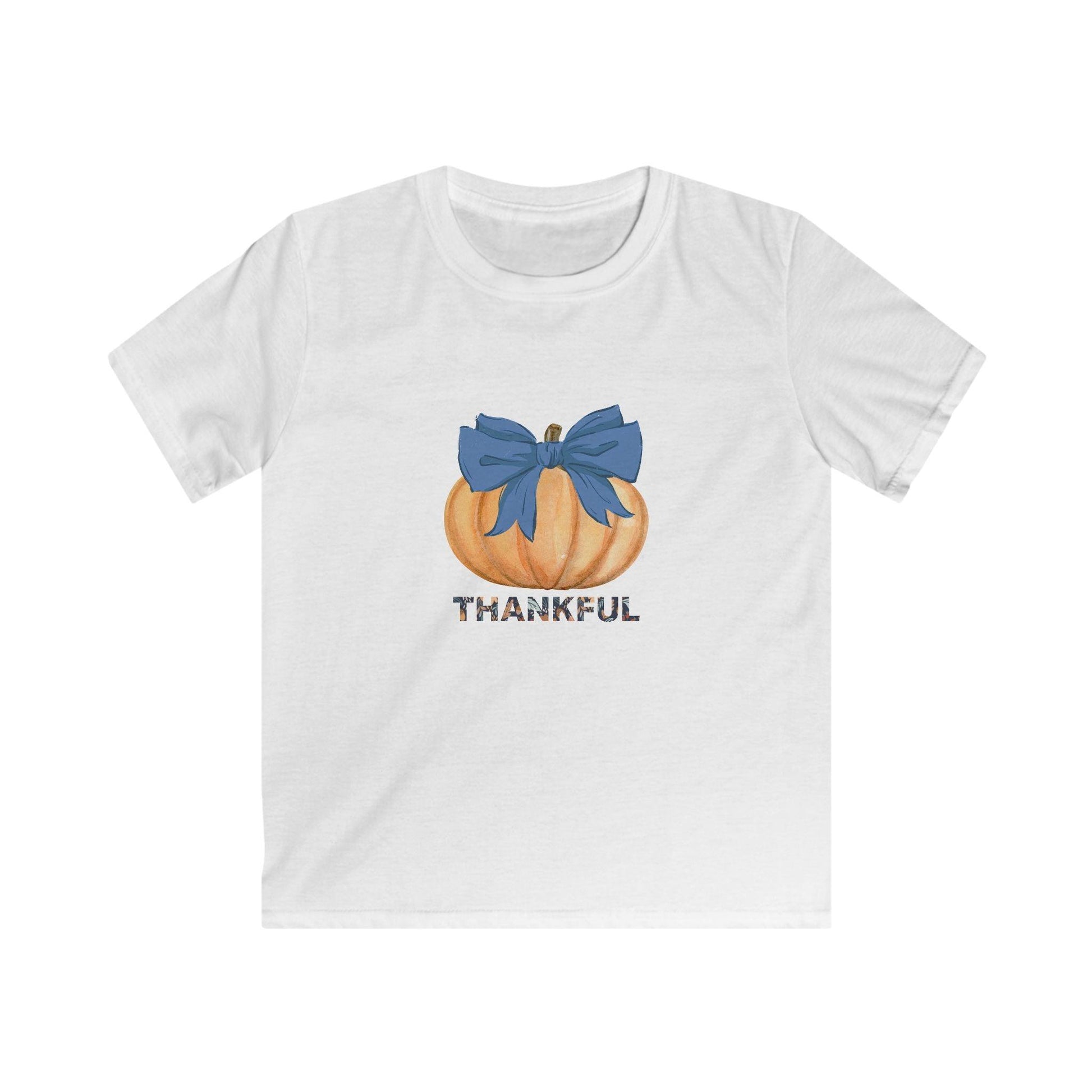Thankful Pumpkin - Blue Bow - Kids Tee 💙🎃 - Whippie's