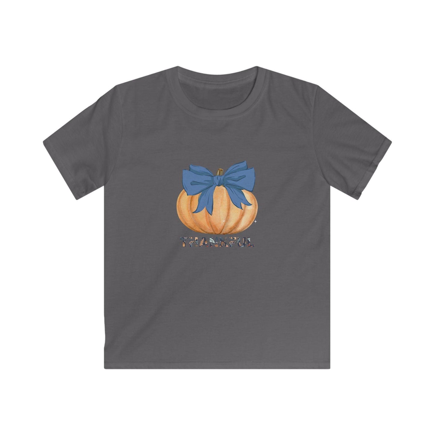 Thankful Pumpkin - Blue Bow - Kids Tee 💙🎃 - Whippie's