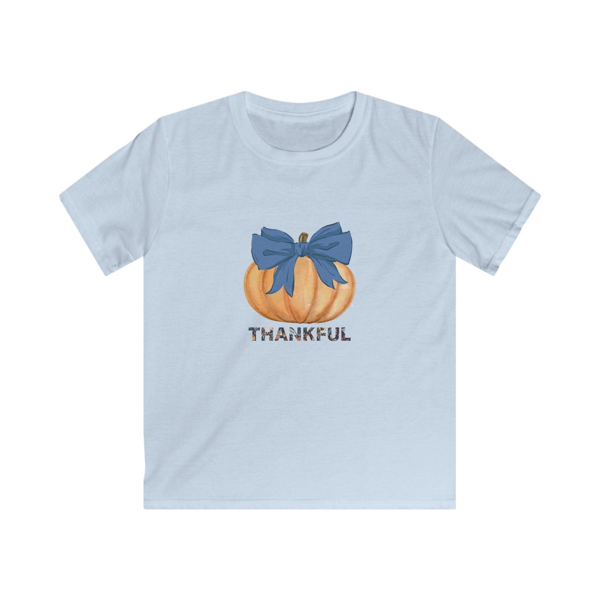 Thankful Pumpkin - Blue Bow - Kids Tee 💙🎃 - Whippie's