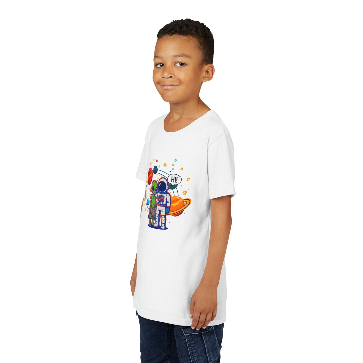 Greetings from Outerspace: Friendly Alien & Astronaut Youth Tee