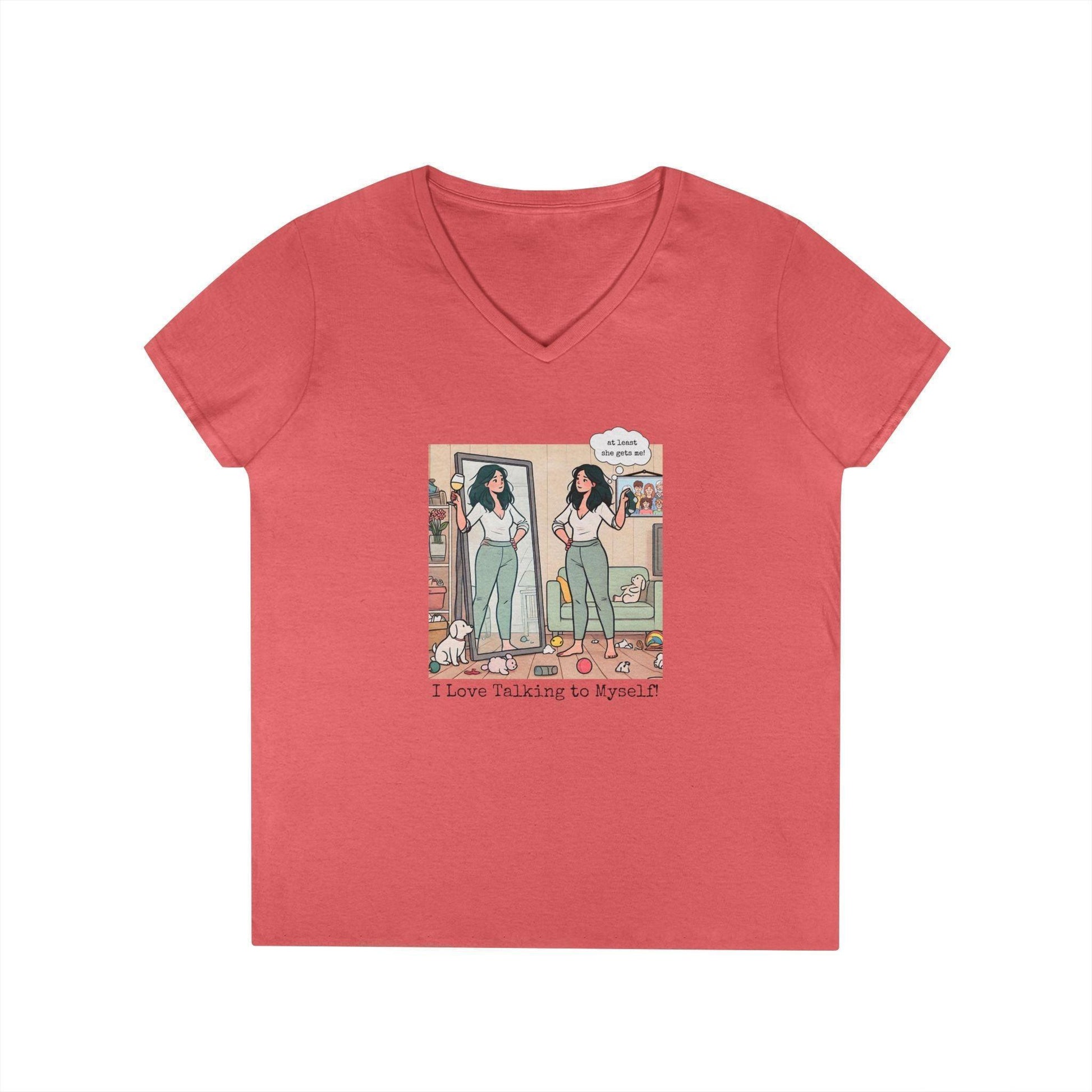 🗣️ I Love Talking to Myself! 🍷 Ladies' V-Neck Tee ✨ Find your best listener in the mirror! - Whippie's