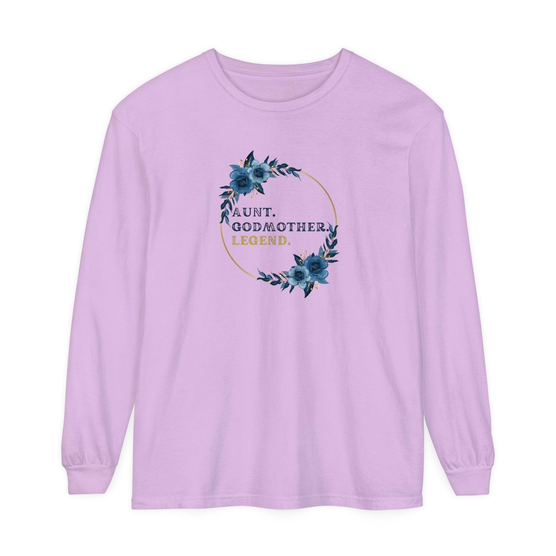 💐 Aunt. Godmother. Legend. Unisex Garment-Dyed Long Sleeve T-Shirt 👑 - Whippie's