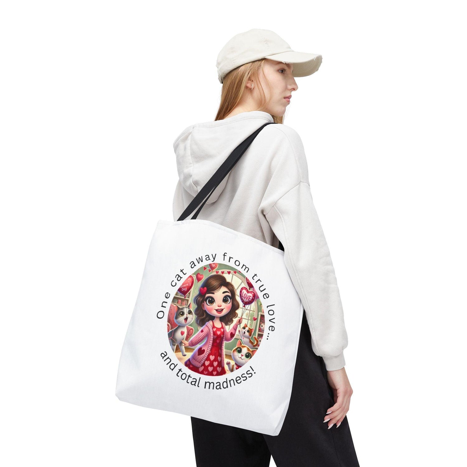 😻 One Cat Away From True Love... Tote Bag ✨ Purr-fectly practical and oh-so-stylish! - Whippie's