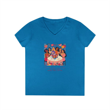 💖 Galentine's Day: Fabulous, Fierce & Free! 🥂 Ladies' V-Neck Tee ✨ Celebrate the power of female friendship! - Whippie's