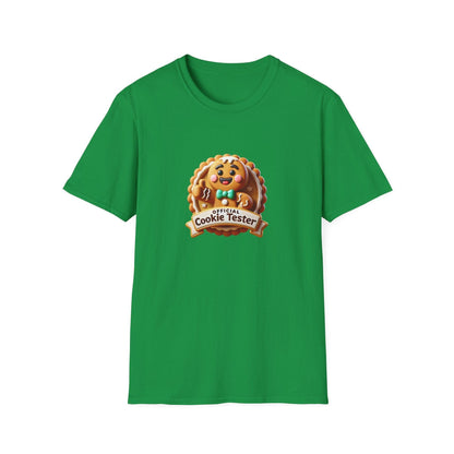 Official Cookie Tester 🍪 – Fun Gingerbread Design with Peeking Gingerbread Man - Unisex Softstyle Tee - Whippie's