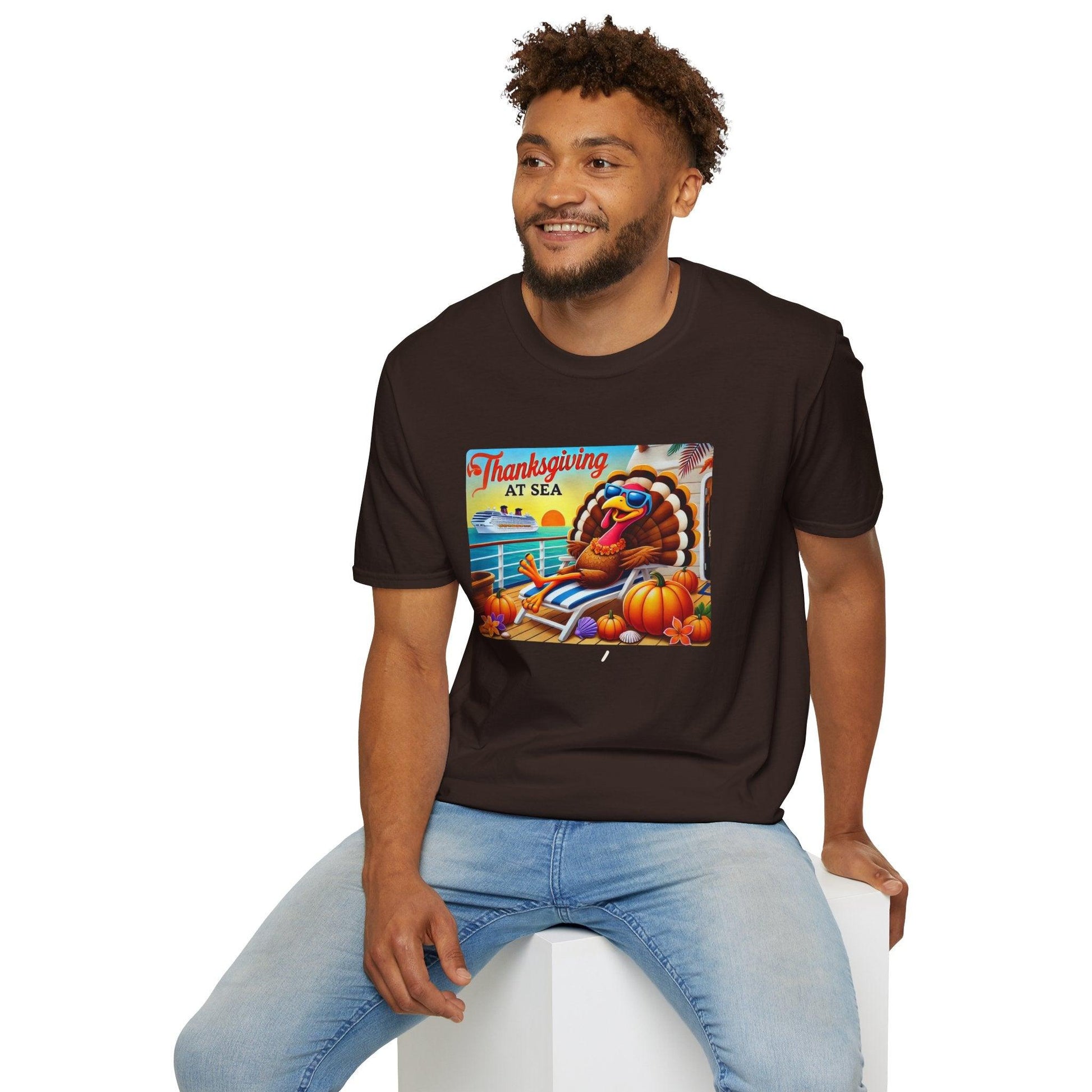 Turkey on Vacation - Gobble 'til You Wobble on the Open Seas! 🦃🚢 Unisex T-Shirt 🍂 - Whippie's