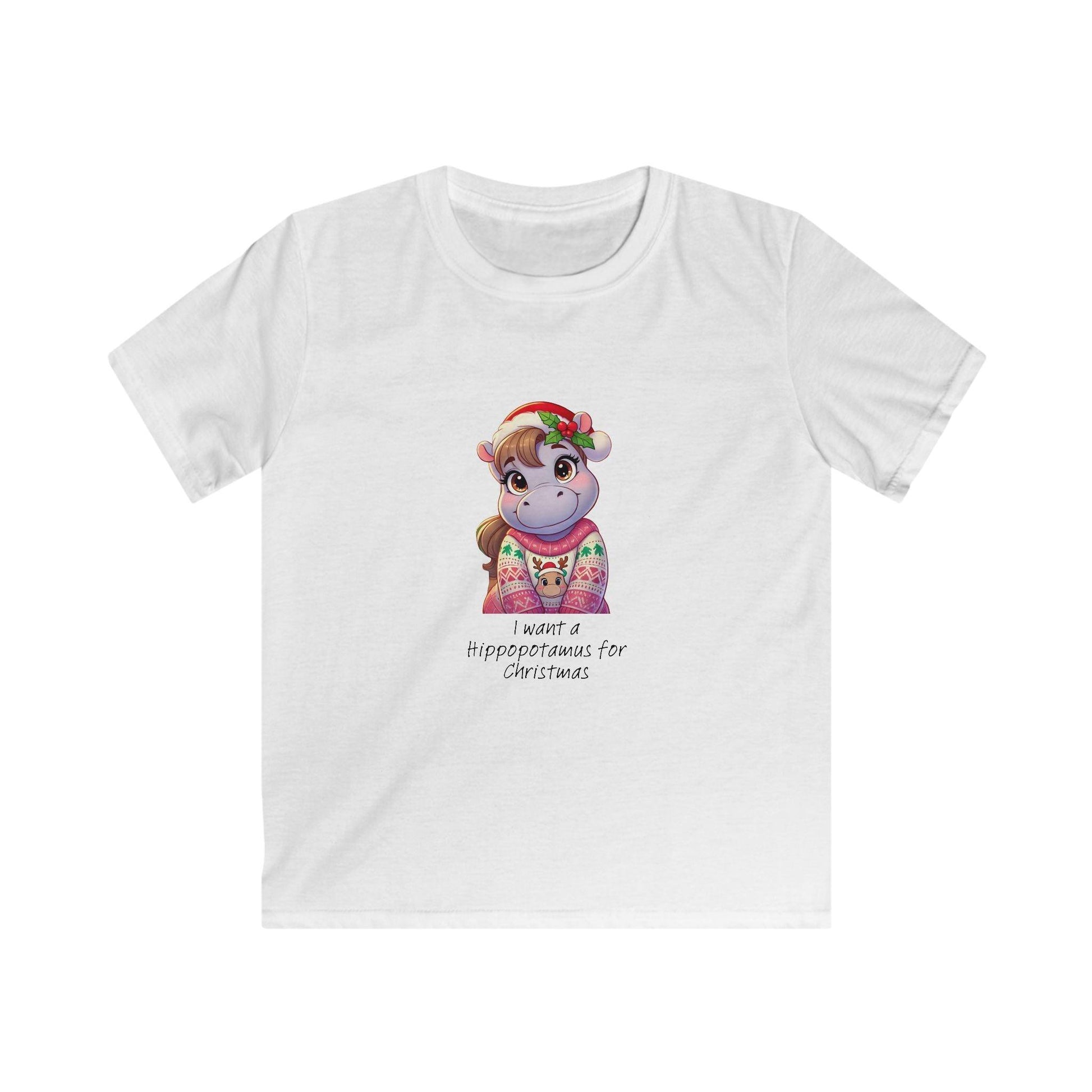 I Want a Hippopotamus for Christmas 🦛🎄 Girl Hippo - Kids' Tee! 🎁✨ - Whippie's