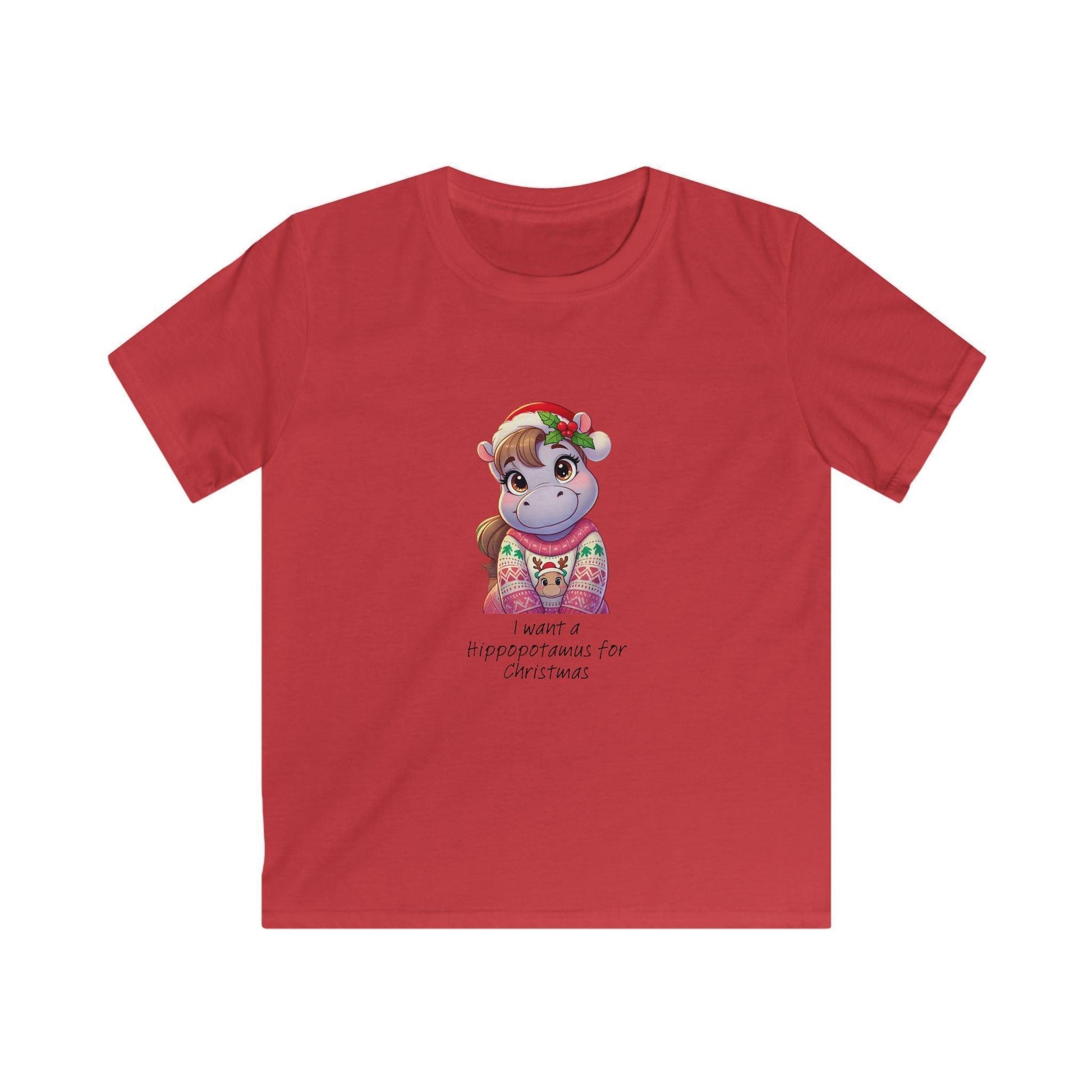 I Want a Hippopotamus for Christmas 🦛🎄 Girl Hippo - Kids' Tee! 🎁✨ - Whippie's