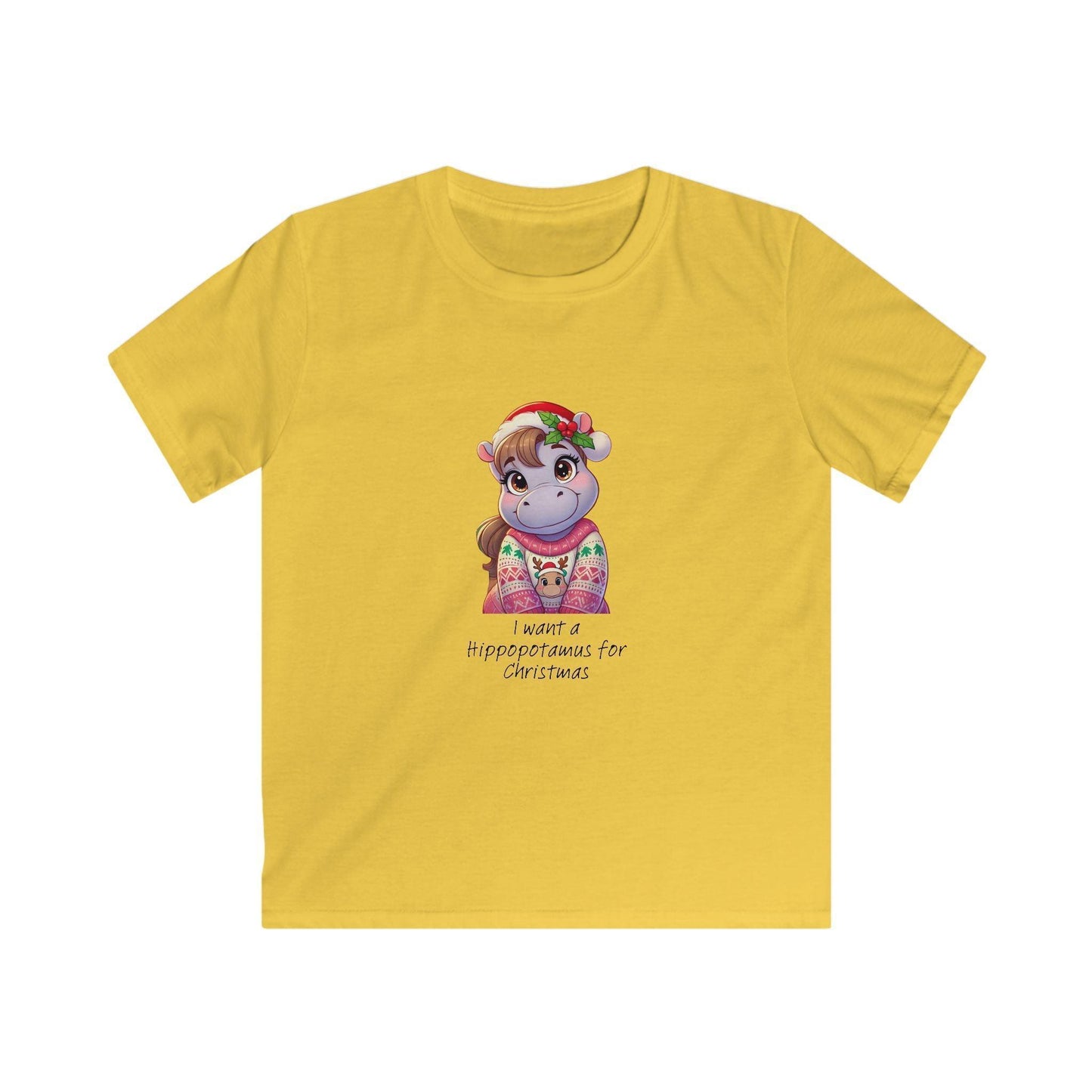I Want a Hippopotamus for Christmas 🦛🎄 Girl Hippo - Kids' Tee! 🎁✨ - Whippie's
