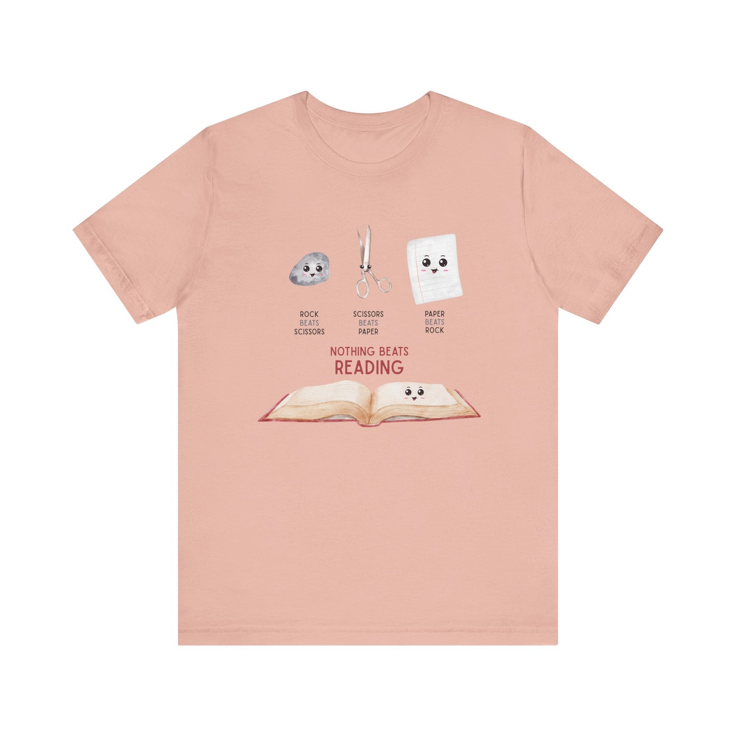 Nothing Beats Reading: Rock, Paper, Book Unisex Tee