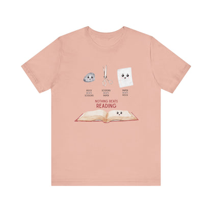 Nothing Beats Reading: Rock, Paper, Book Unisex Tee