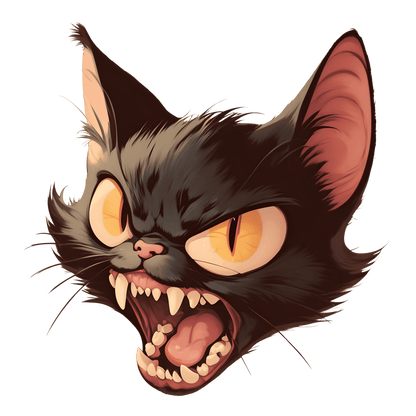 Vintage Boo-tique - Hissing Black Cat- V-neck T-shirt - Whippie's