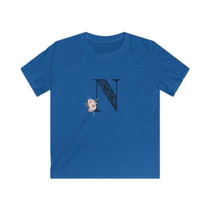 Floral Letters: Letter N - Kids Softstyle Tee - Whippie's