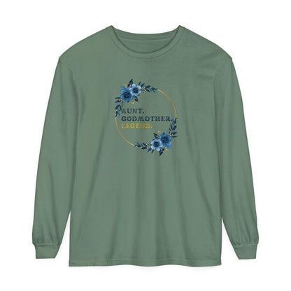 💐 Aunt. Godmother. Legend. Unisex Garment-Dyed Long Sleeve T-Shirt 👑 - Whippie's