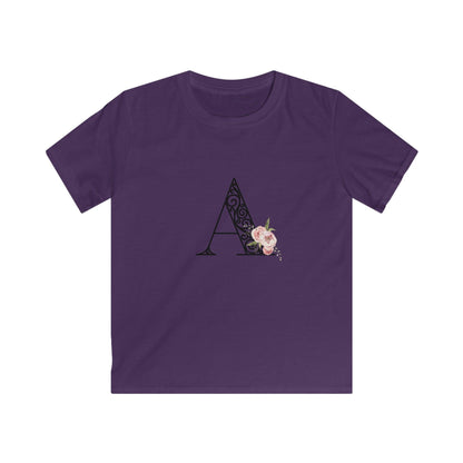 Floral Letters: Letter A - Kids Softstyle Tee - Whippie's
