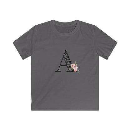 Floral Letters: Letter A - Kids Softstyle Tee - Whippie's