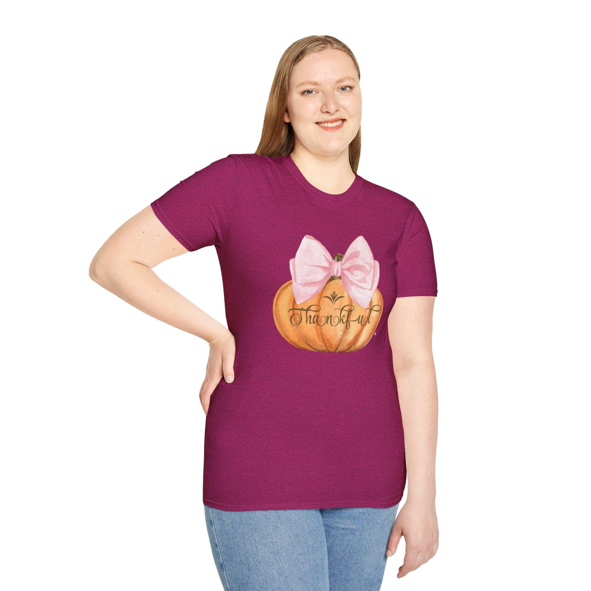 Thankful Pumpkin - A Heart Full of Gratitude! 🧡🎀 Unisex Tee - Whippie's