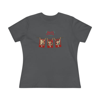 Merry Christmas - Photo Banner - Brunette Girls - Women's Softstyle Tee - Whippie's