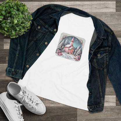 💖⛪ Pink Church - Oh Come, Let Us Adore Him ❄️🎁 - Women's Softstyle Tee - Whippie's