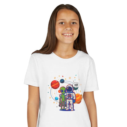Greetings from Outerspace: Friendly Alien & Astronaut Youth Tee