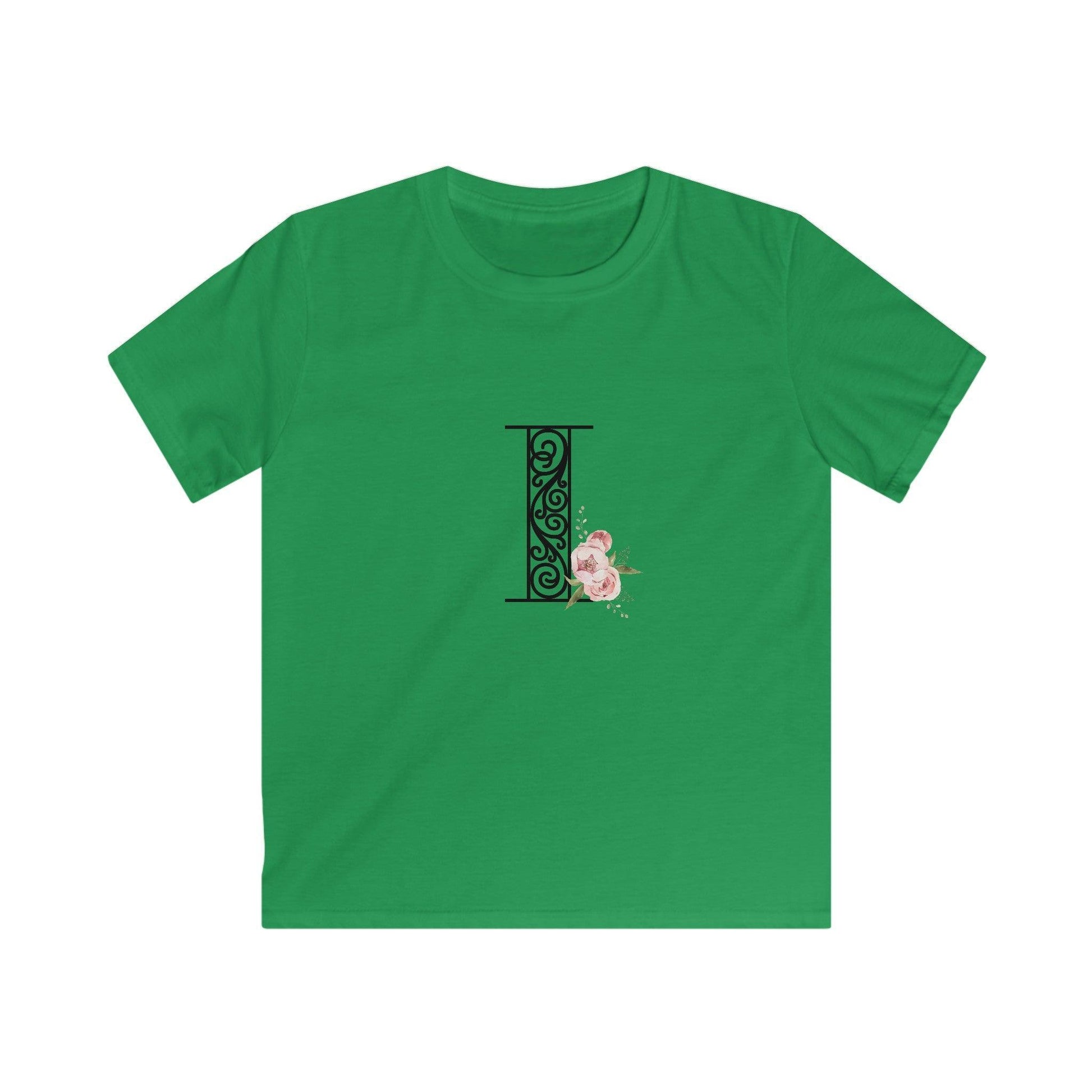 Floral Letters: Letter I - Kids Softstyle Tee - Whippie's