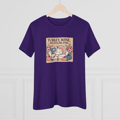 Turkey, Wine, Feeling Fine - Cheers to Thanksgiving! 🦃🍷 - Women's Softstyle Tee - Whippie's