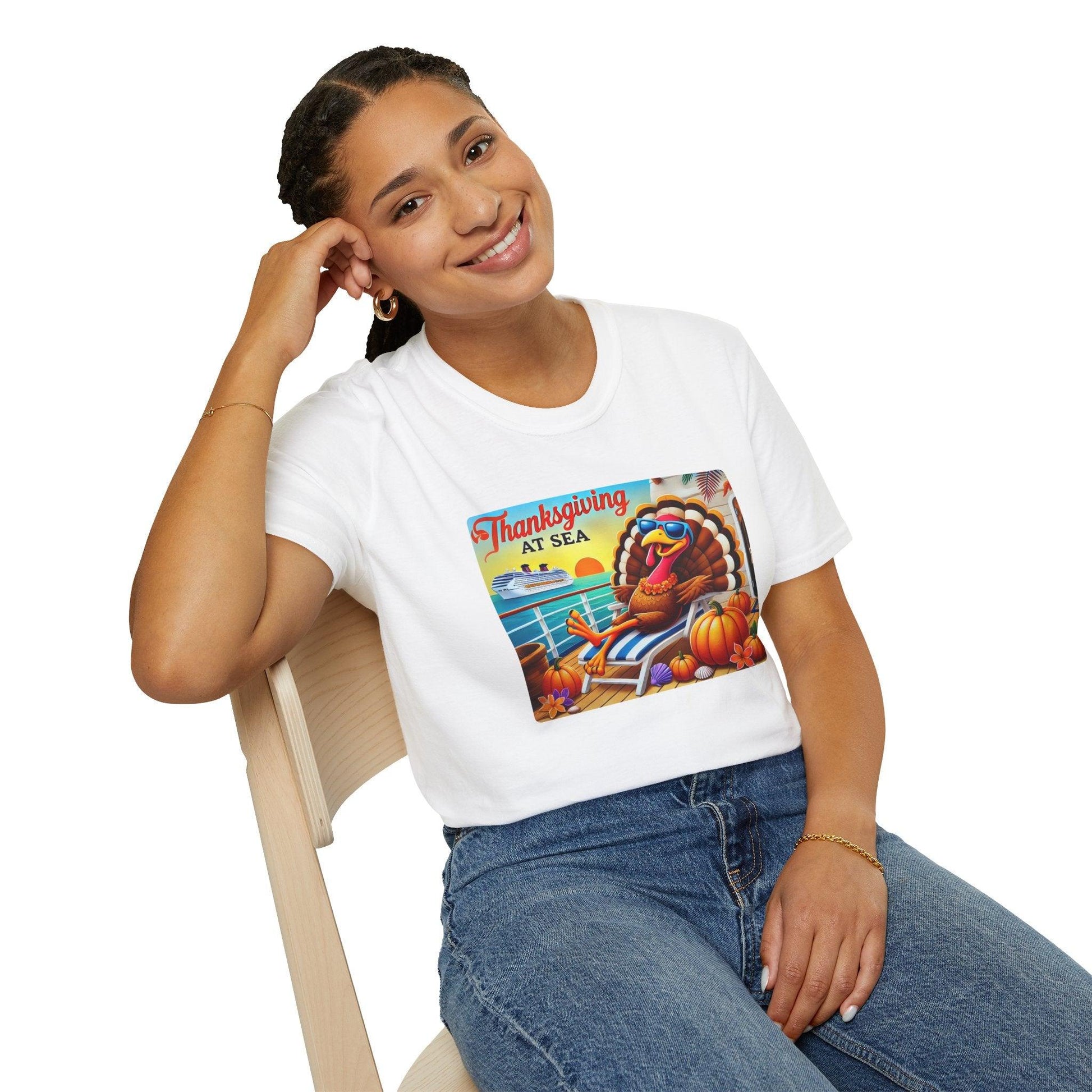 Turkey on Vacation - Gobble 'til You Wobble on the Open Seas! 🦃🚢 Unisex T-Shirt 🍂 - Whippie's