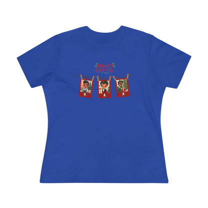 Merry Christmas - Photo Banner - Darker Skin Tone - Women's Softstyle Tee - Whippie's