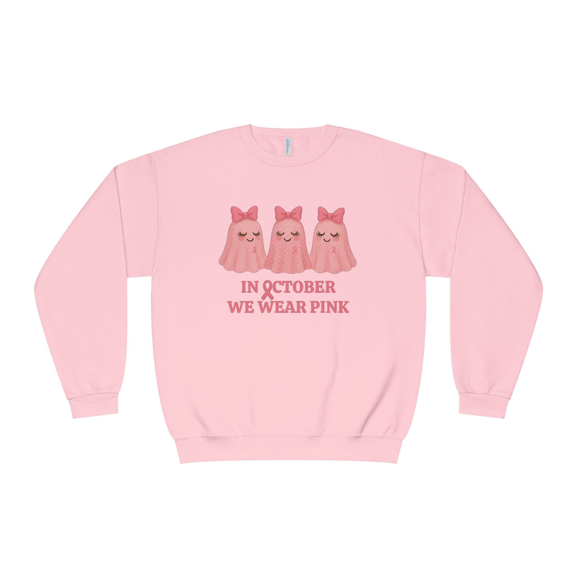In October We Wear Pink: Cute Ghost Unisex Crewneck Sweatshirt - Whippie's