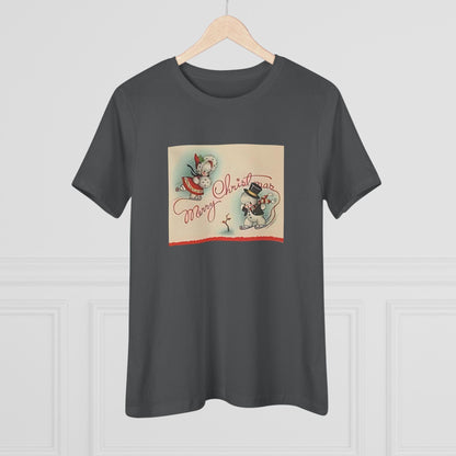 Merry Christmas Skating Snow Couple - Women's Tee - Whippie's