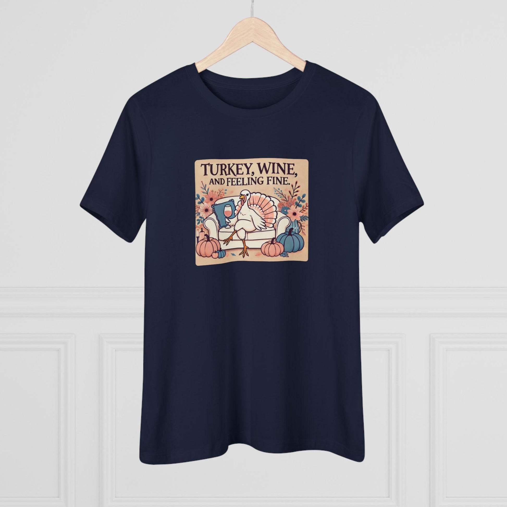 Turkey, Wine, Feeling Fine - Cheers to Thanksgiving! 🦃🍷 - Women's Softstyle Tee - Whippie's