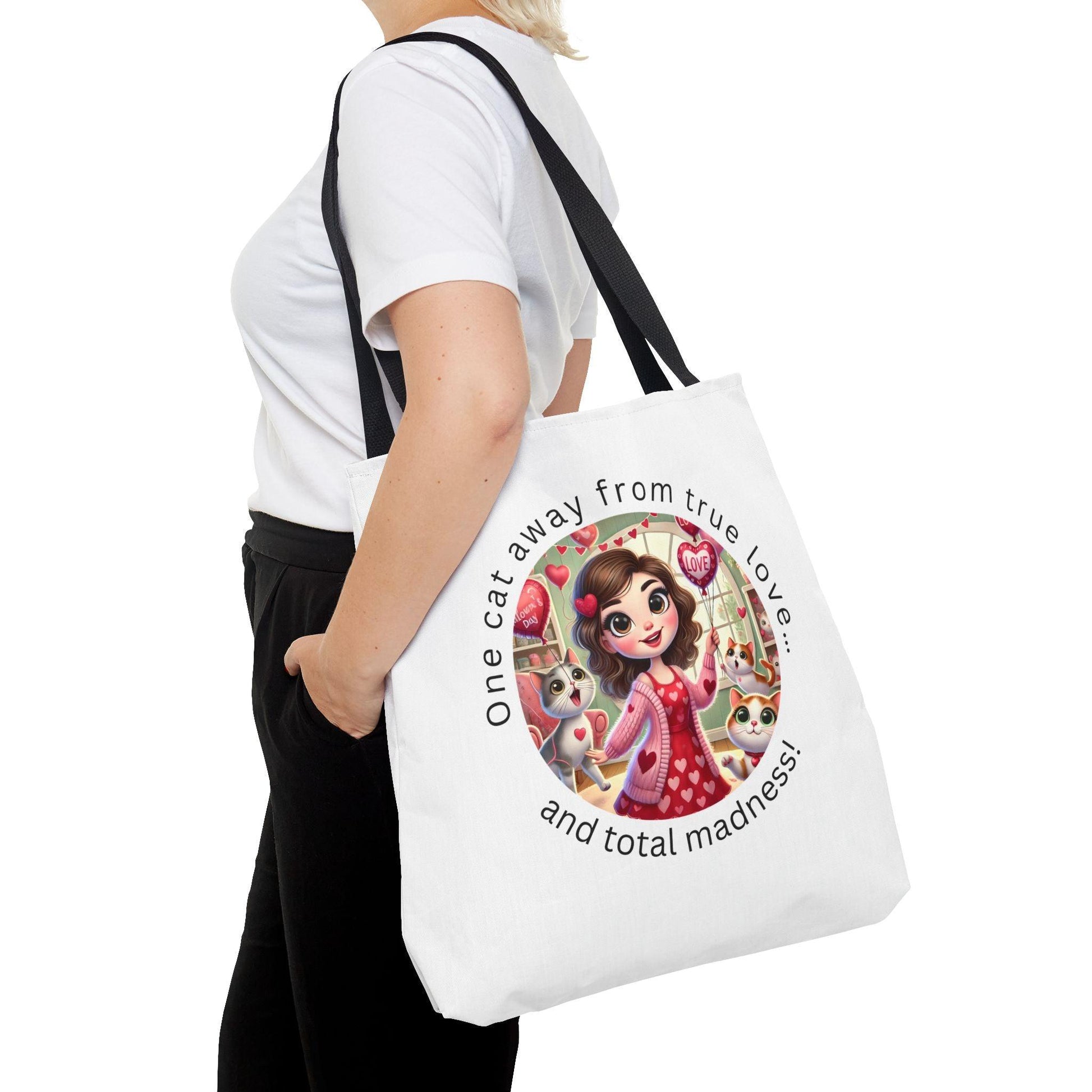 😻 One Cat Away From True Love... Tote Bag ✨ Purr-fectly practical and oh-so-stylish! - Whippie's