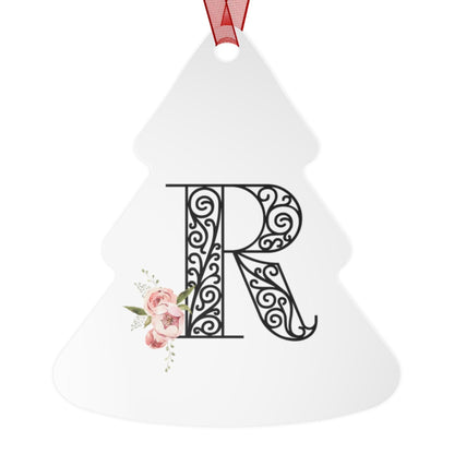 Floral Letters: Letter R - Metal Christmas Ornament - Whippie's