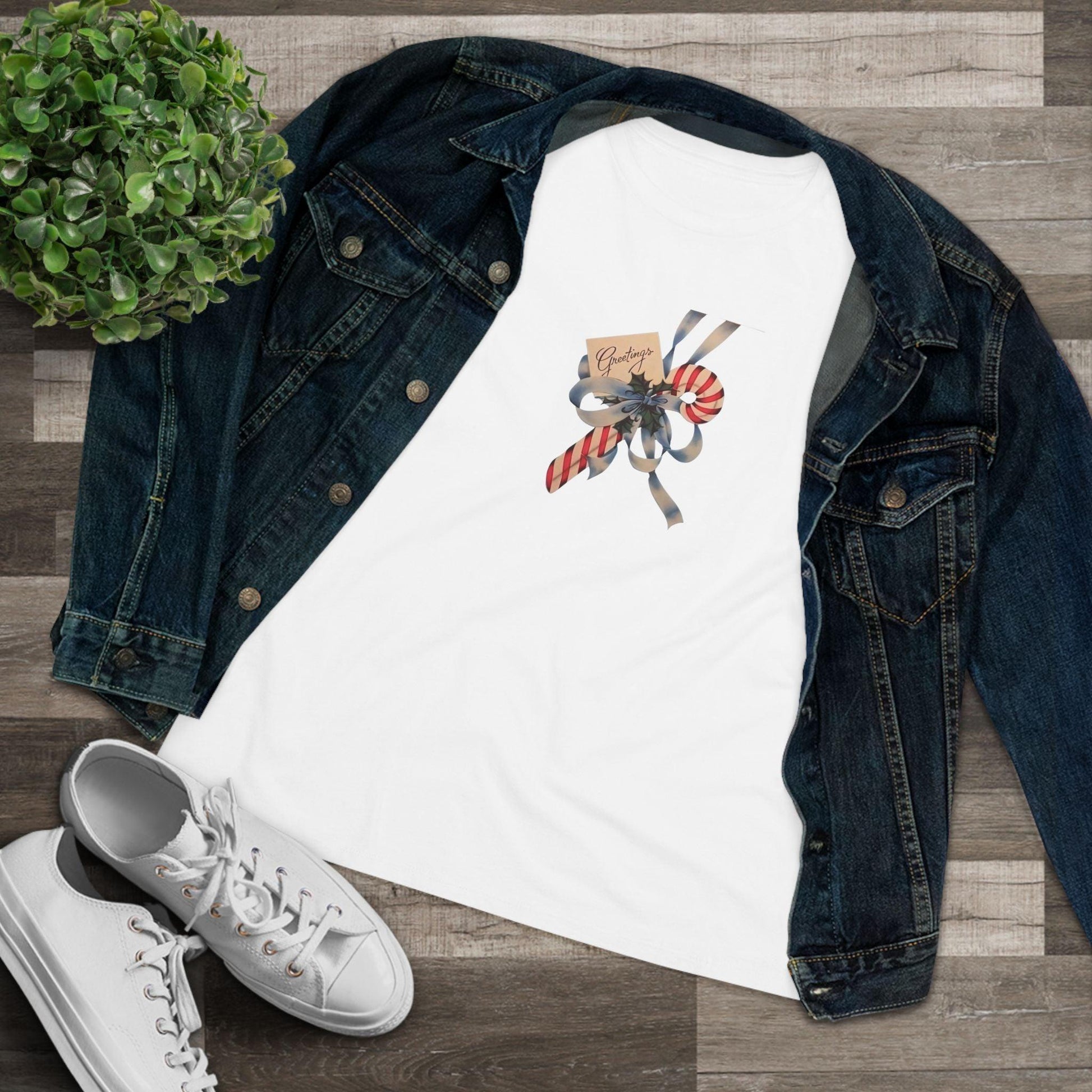 Candy Cane Greetings - Women's Softstyle Tee - Whippie's