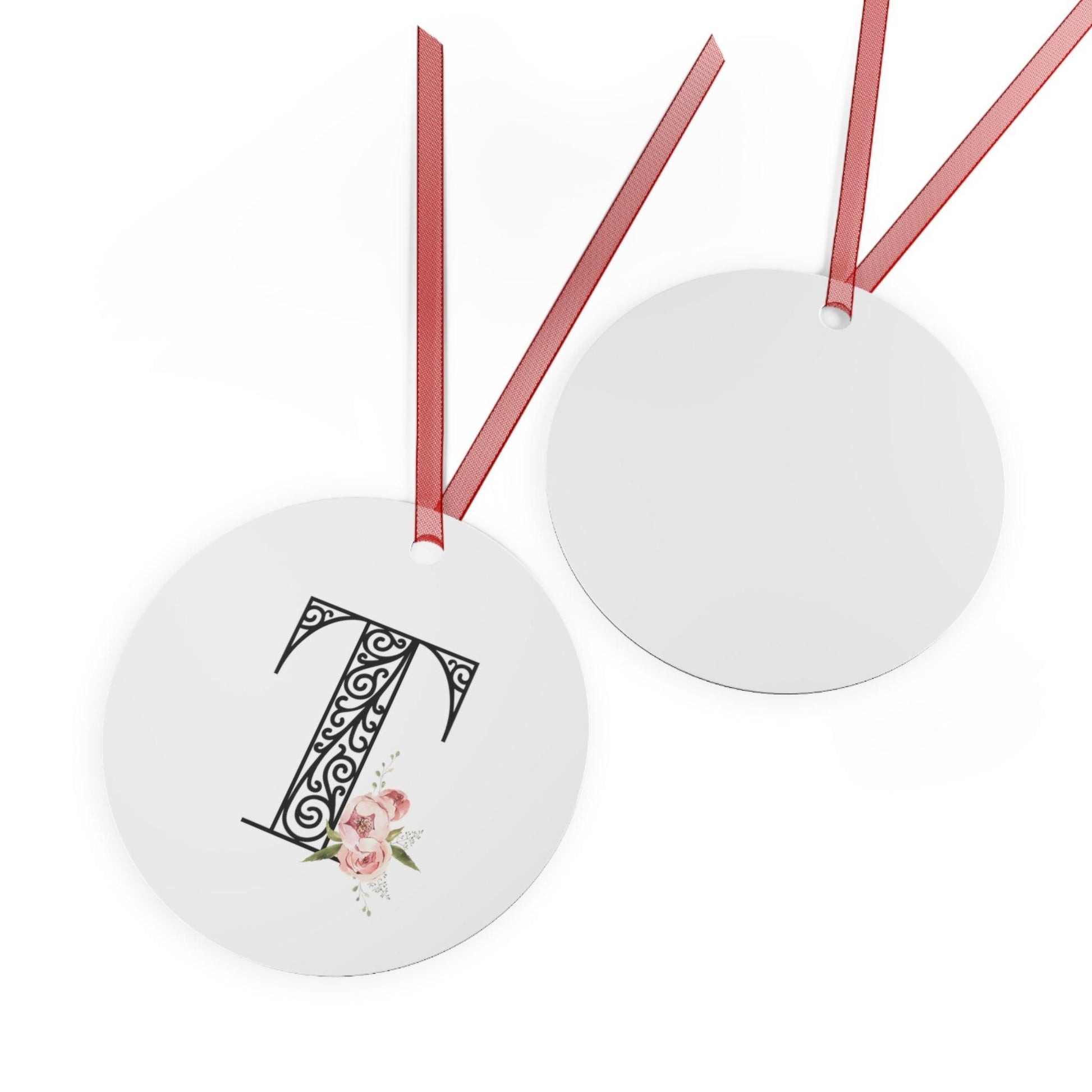 Floral Letters: Letter T - Metal Christmas Ornament - Whippie's