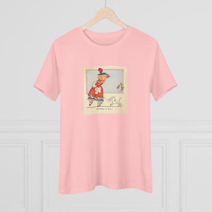 Christmas is Here - Vintage Girl with Poodle - Women's Softstyle Tee - Whippie's