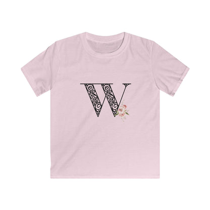 Floral Letters: Letter W - Kids Softstyle Tee - Whippie's
