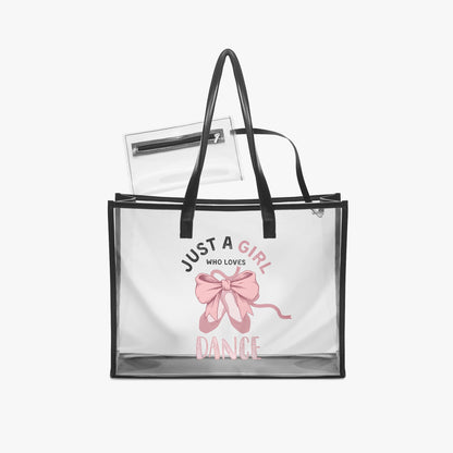 1227. Just a Girl Who Loves... Large PVC Tote Bag - Transparent Inner Bag - Whippie's