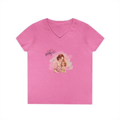 Happy Mother's Day Mom & Daughter Hug V-Neck T-Shirt - Whippie's