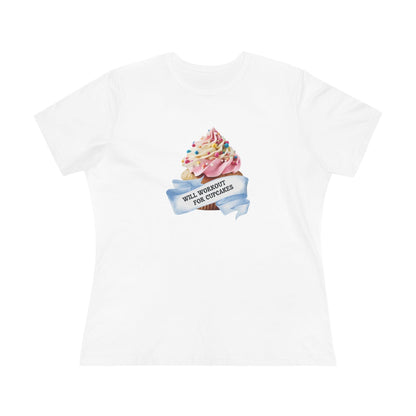 Will Workout for Cupcakes - Fuel Your Fitness! 🧁💪 Women's Softstyle Tee - Whippie's