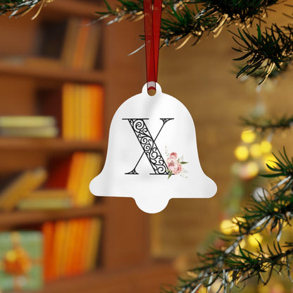 Floral Letters: Letter X - Metal Christmas Ornament - Whippie's